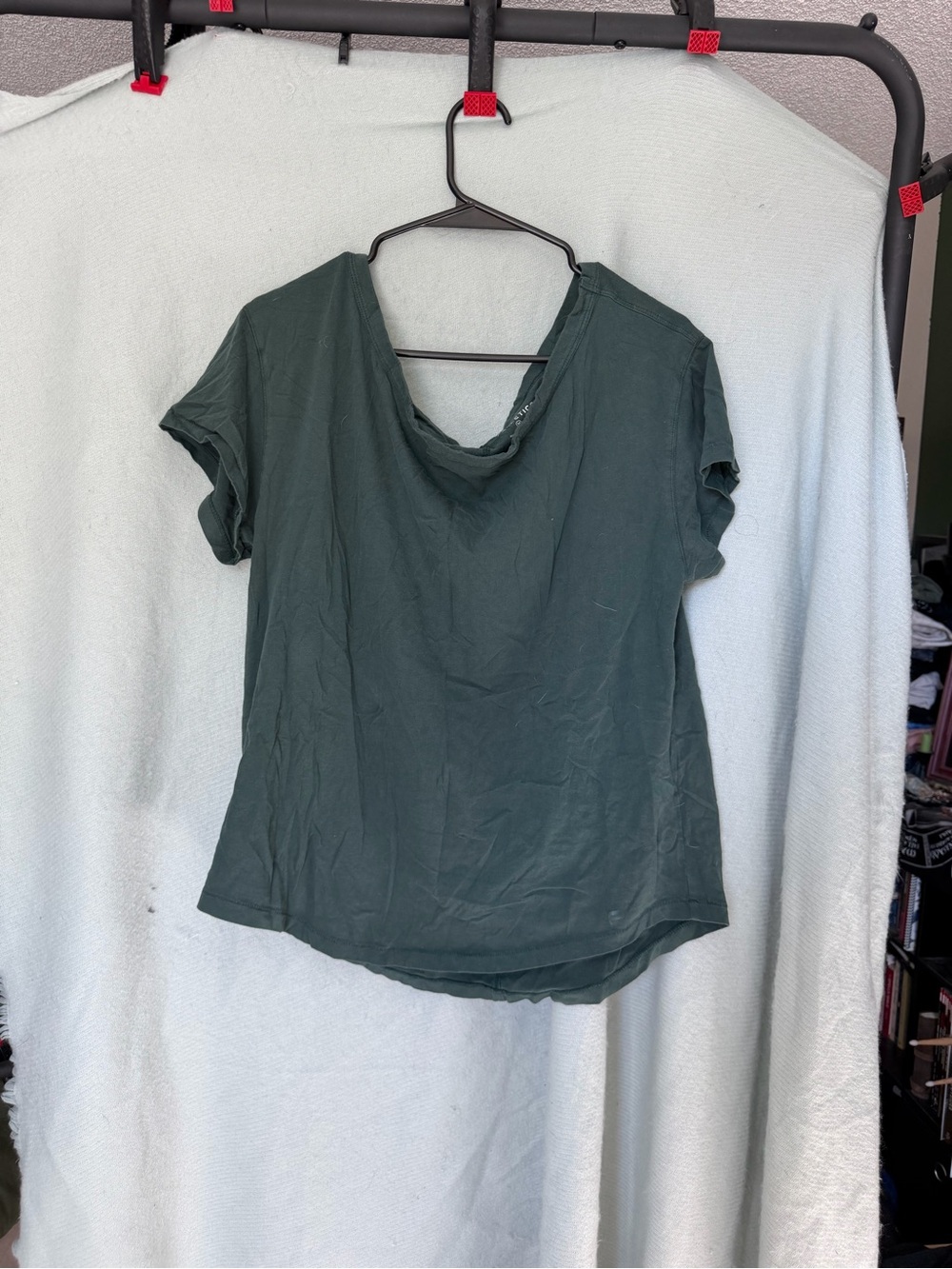 Fabletics Short Sleeve Draped Neck Tee - Dark Green